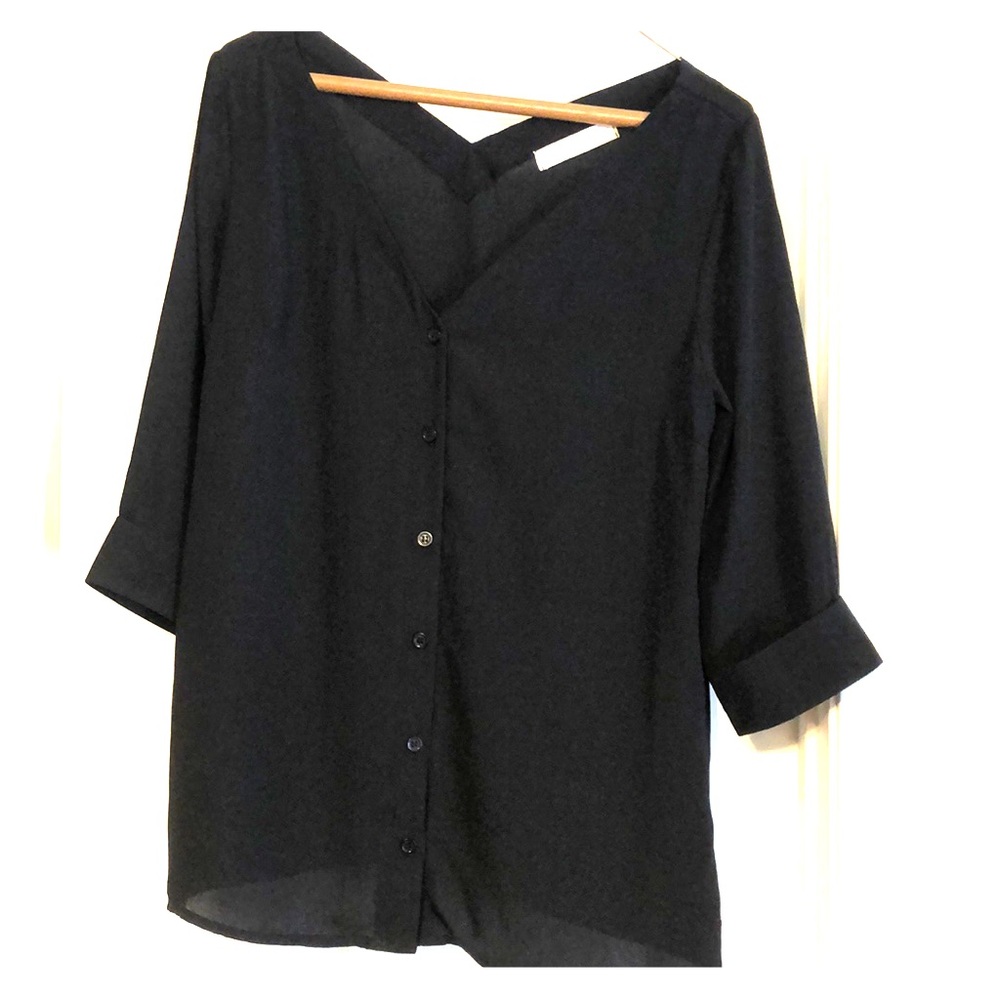 Black Button-Down Blouse